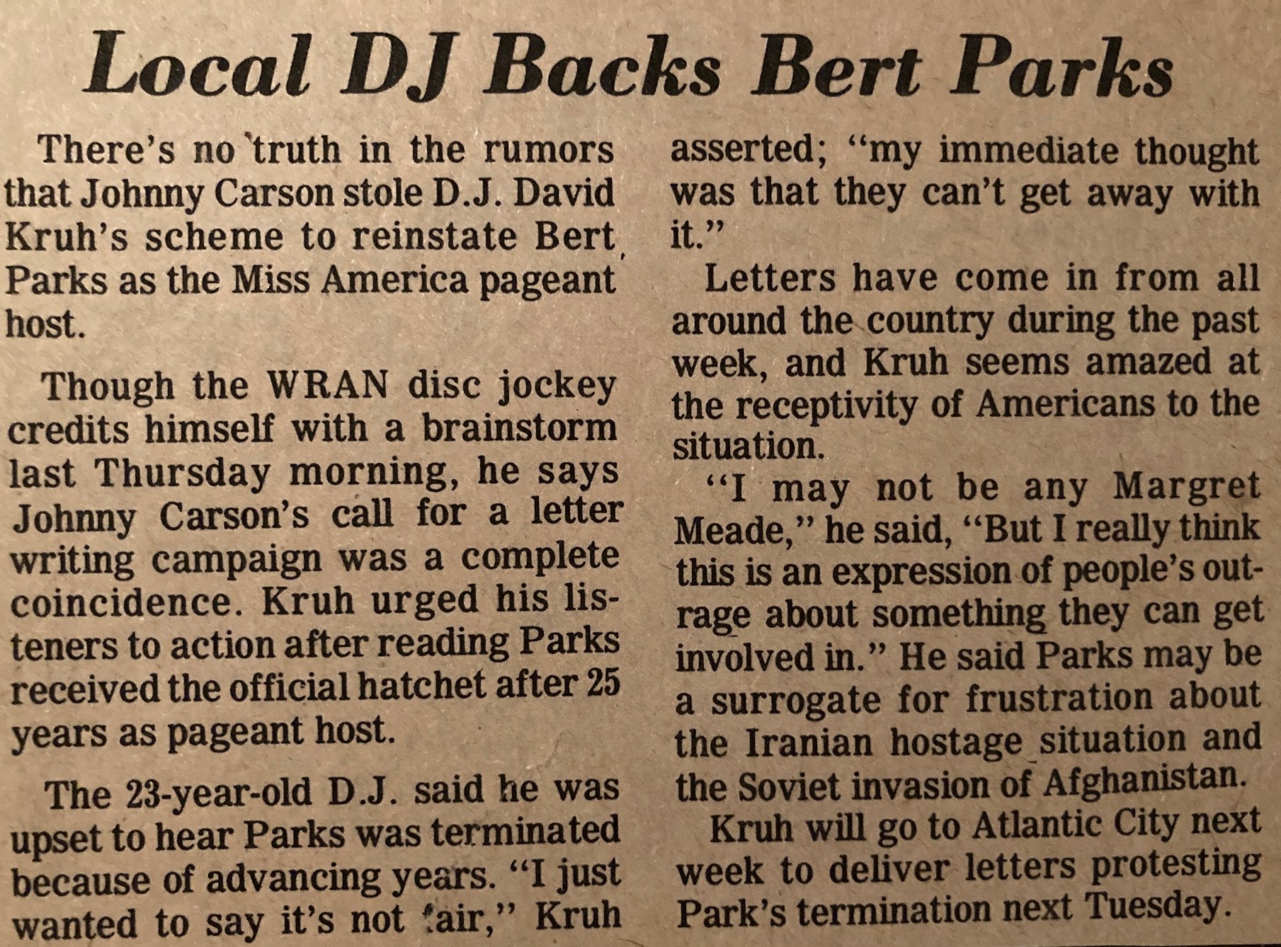 Local DJ supports Bert Parks